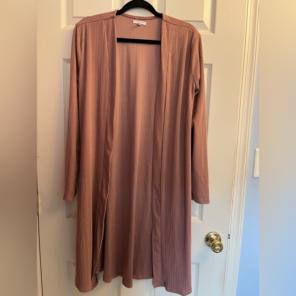 Maurices Mauve Ribbed Long Cardigan Xsmall